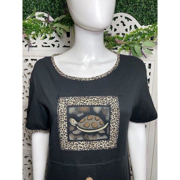 Sweet Jessie Women’s Brown Turtle Print Button Front Maxi Dress - Picture 4 of 13